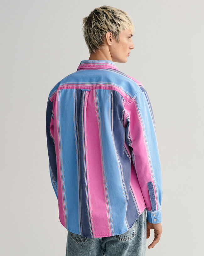 Camisa Relaxed Fit de sarga Heavy a rayas