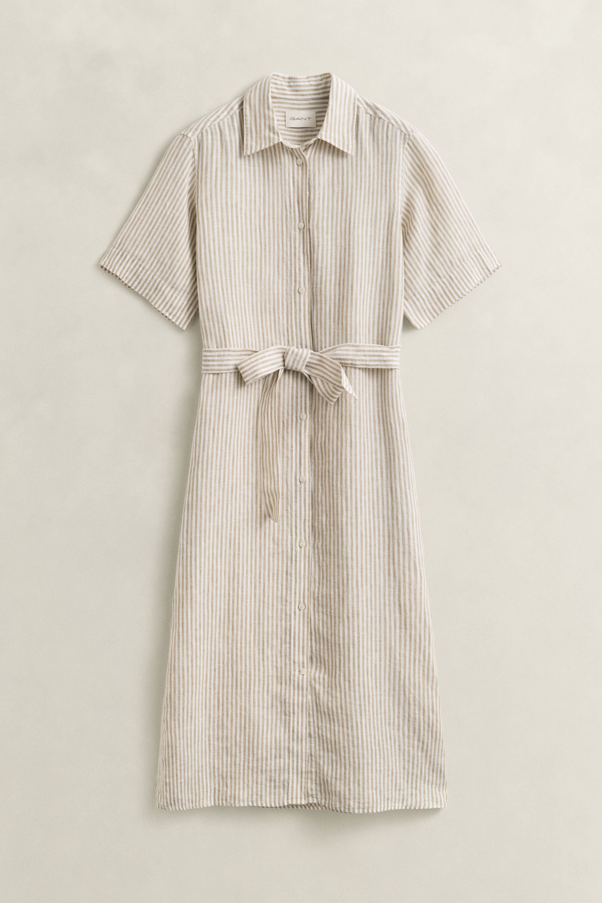 Vestido camisero de lino a rayas