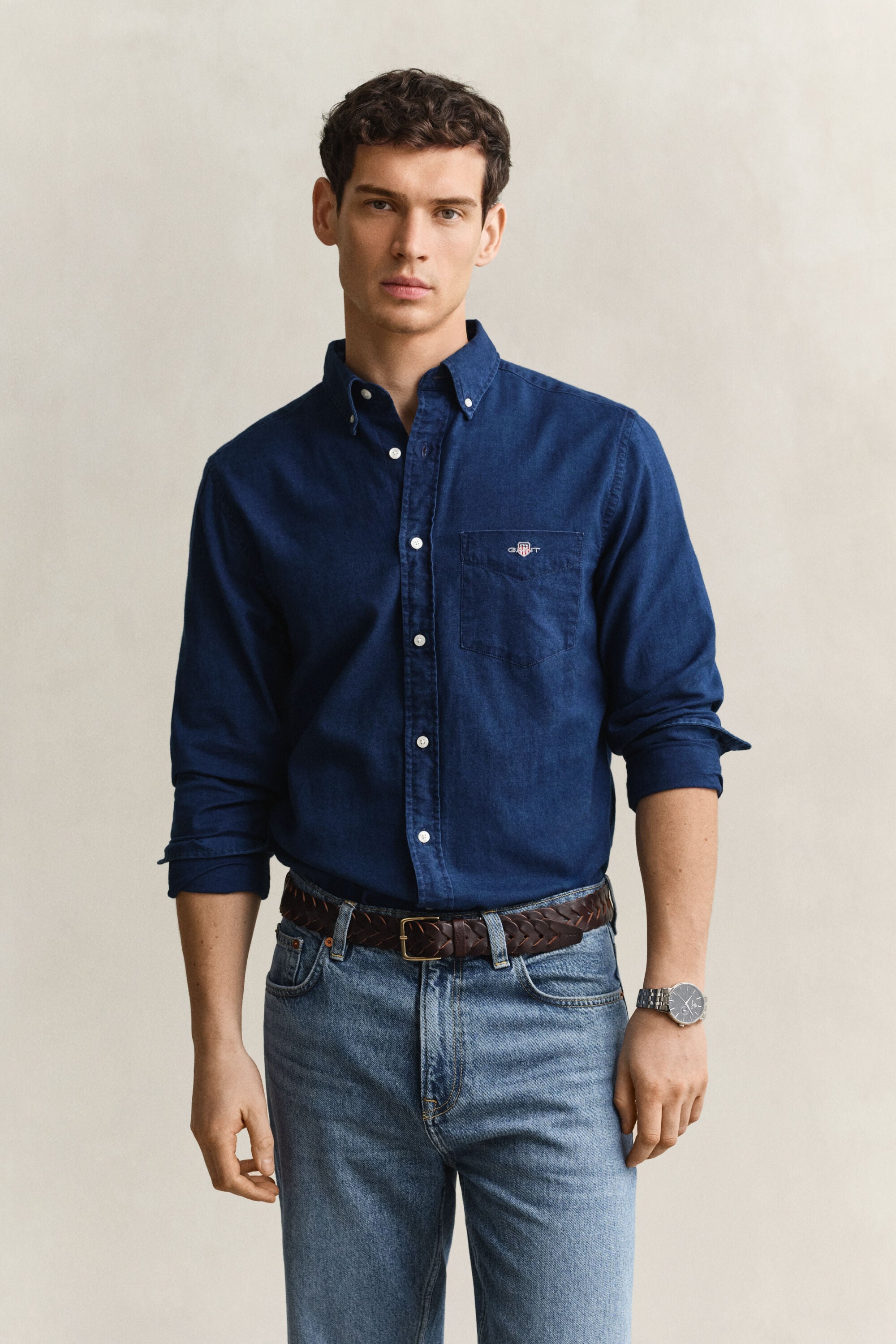 Camisa Oxford añil