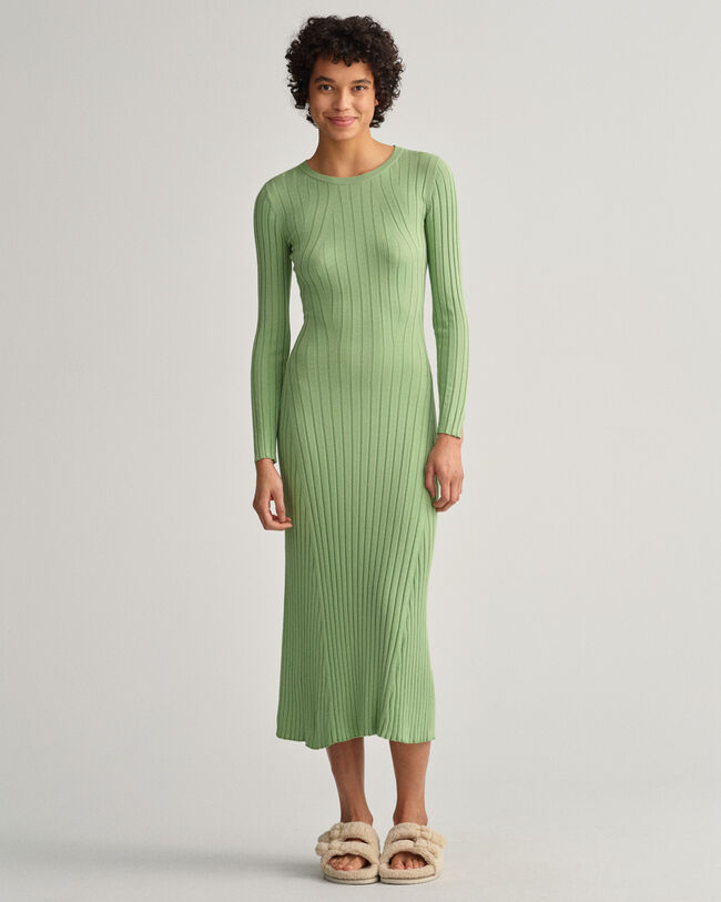 Vestido acanalado de cuello redondo