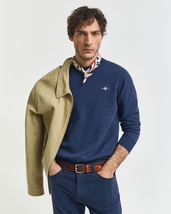 Jersey clásico de algodón con cuello redondo