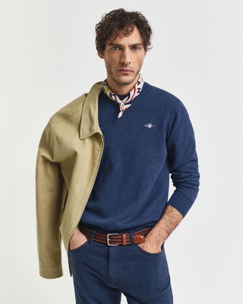 Jersey clásico de algodón con cuello redondo