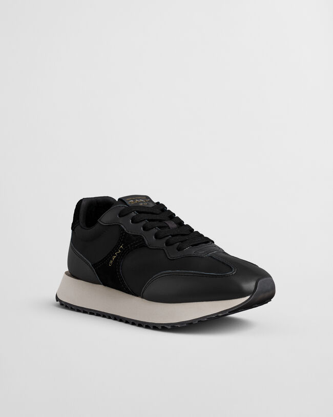 Zapatillas Bevinda de piel y sat&eacute;n