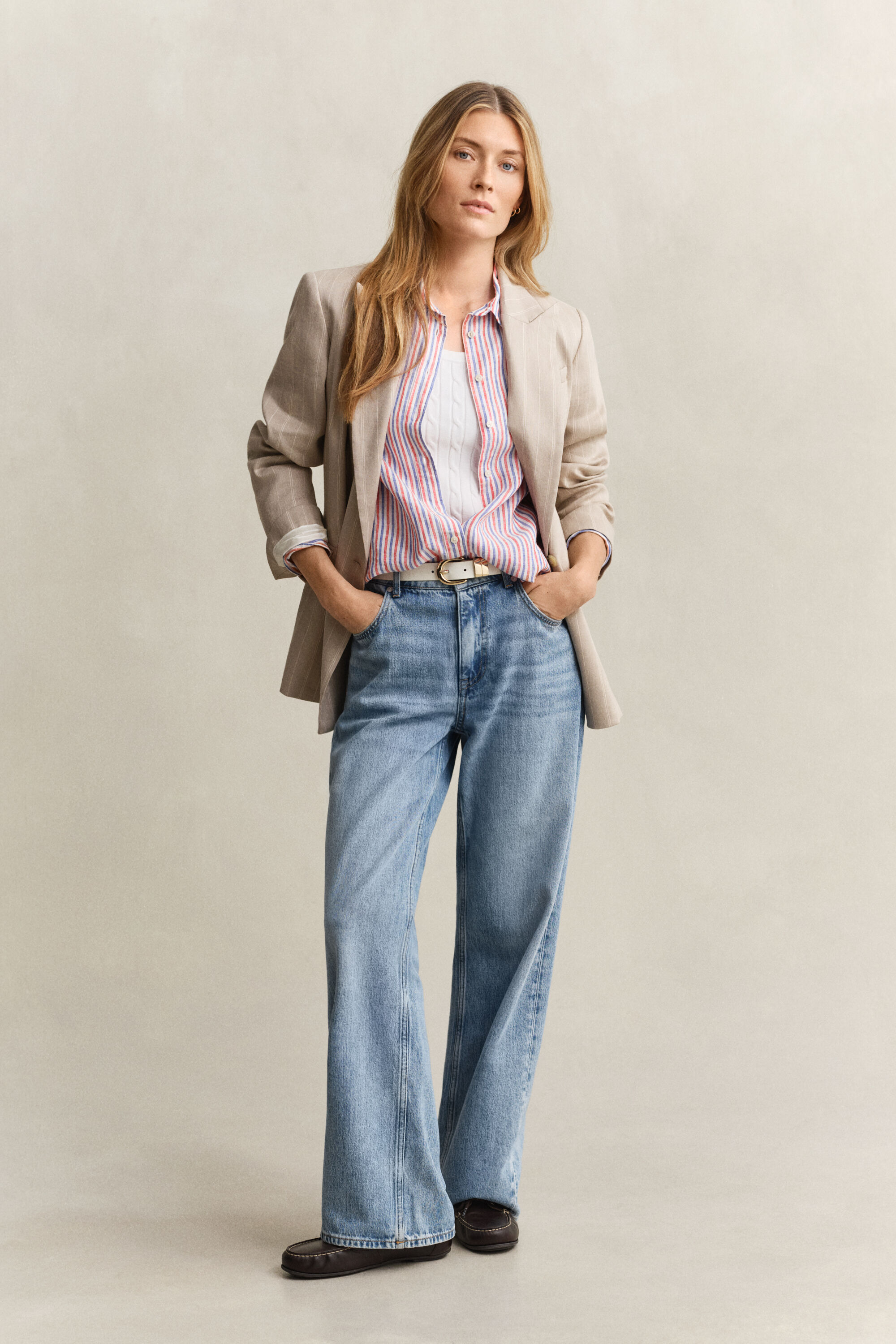 Camisa Regular Fit de lino a rayas