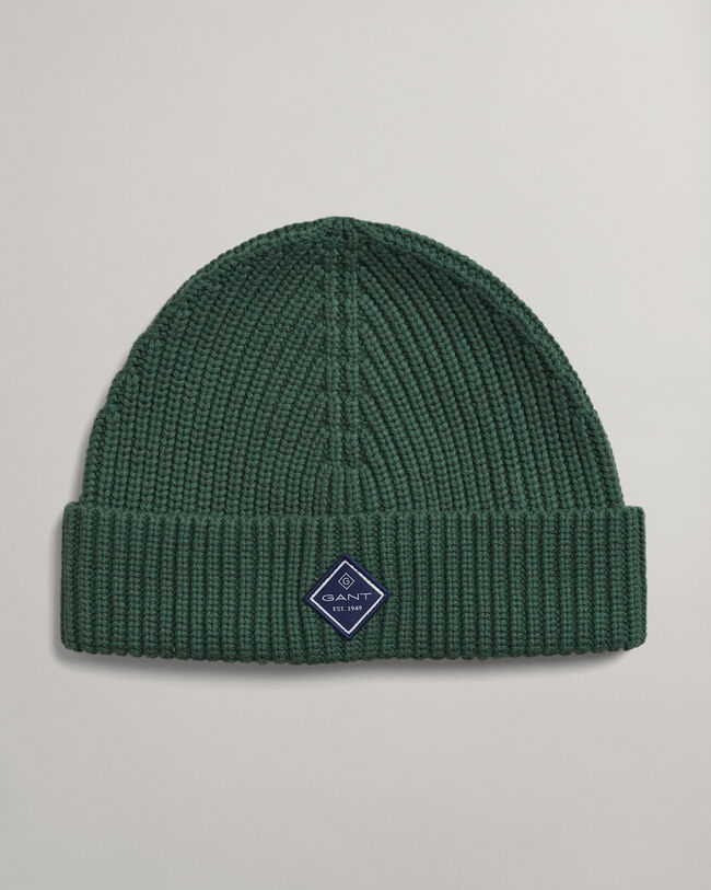 Gorro de punto de algod&oacute;n acanalado