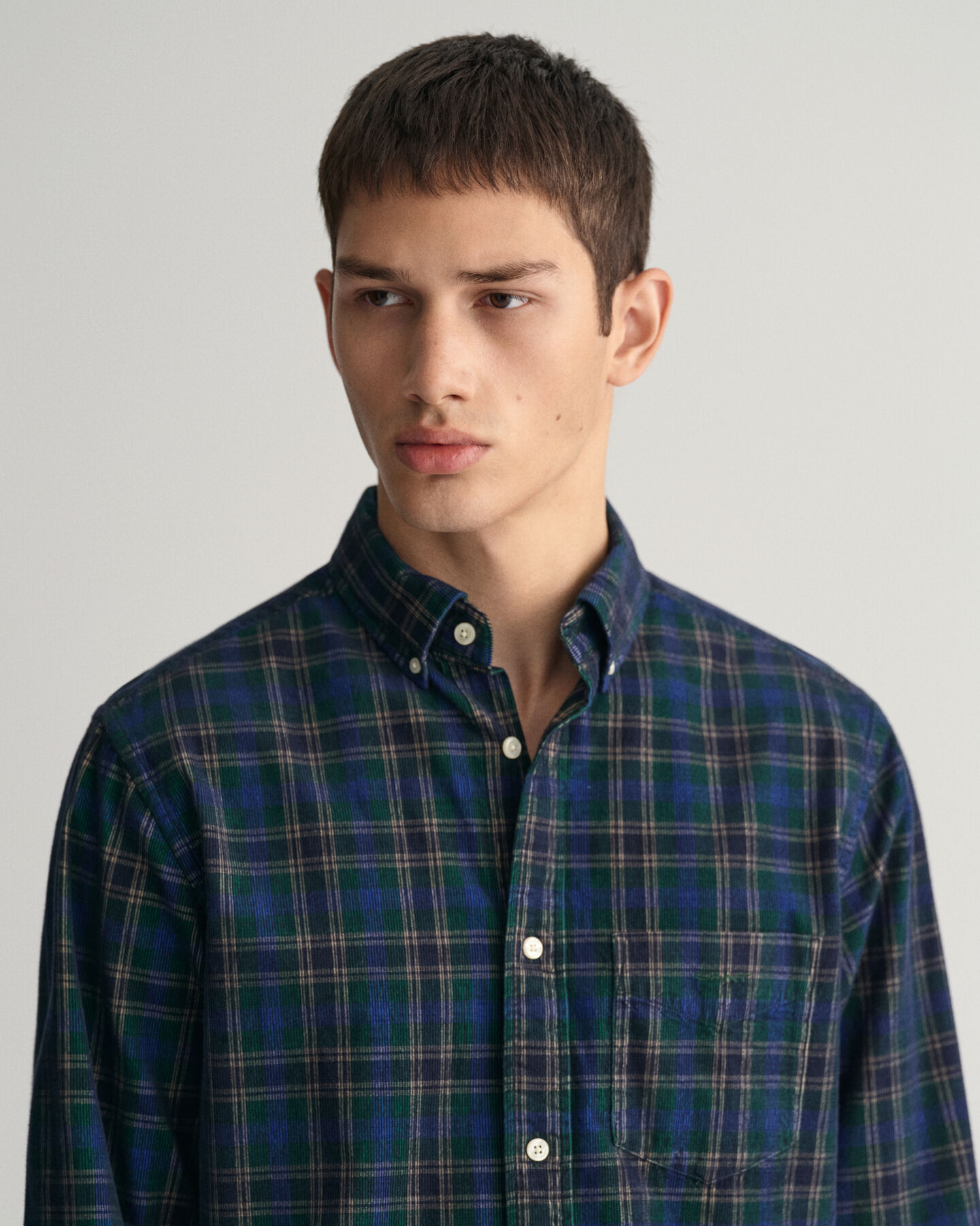 Camisa Regular Fit de pana a cuadros