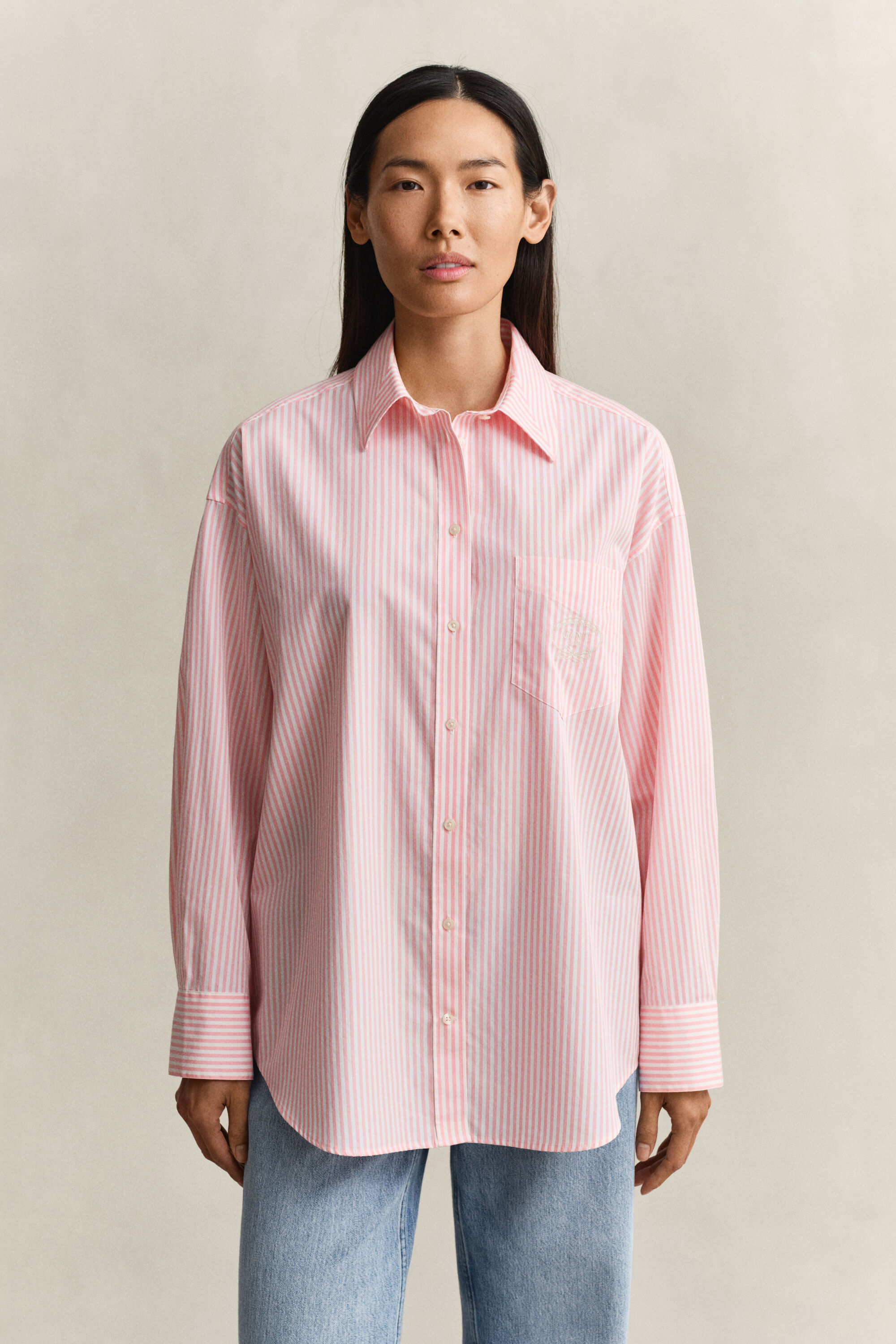 Camisa extragrande clásica de popelina a rayas
