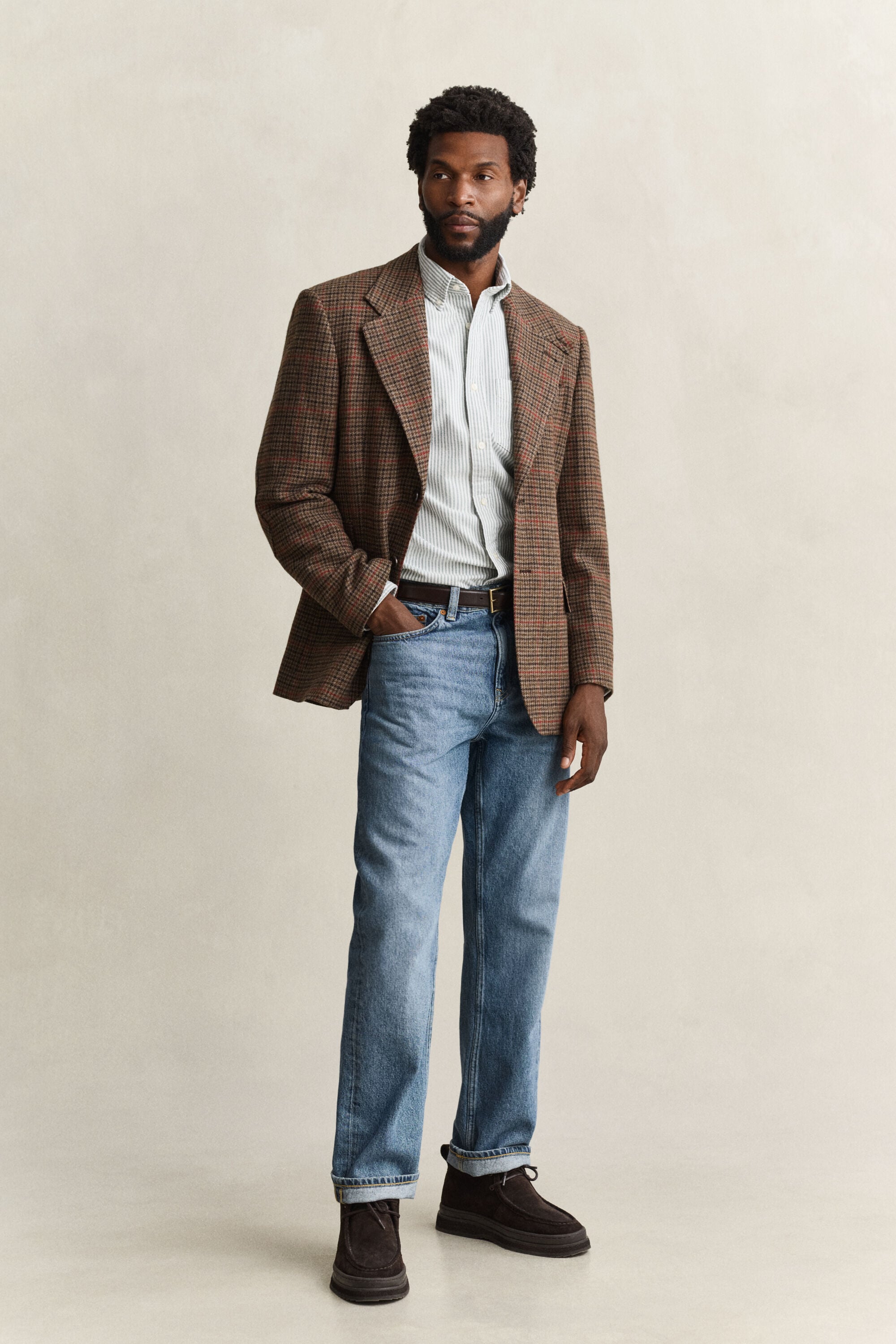 Camisa Oxford perchada de rayas