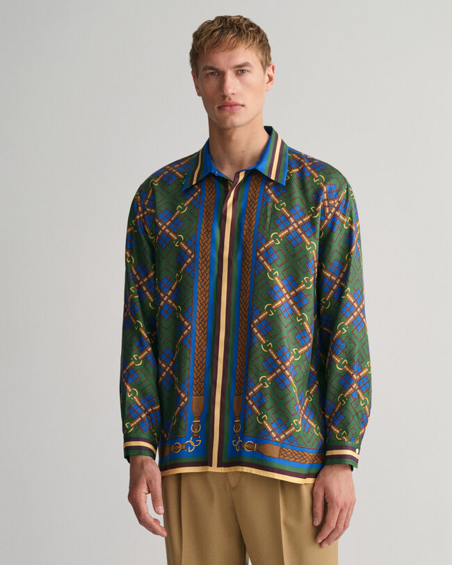 Camisa Relaxed Fit de seda Medallion