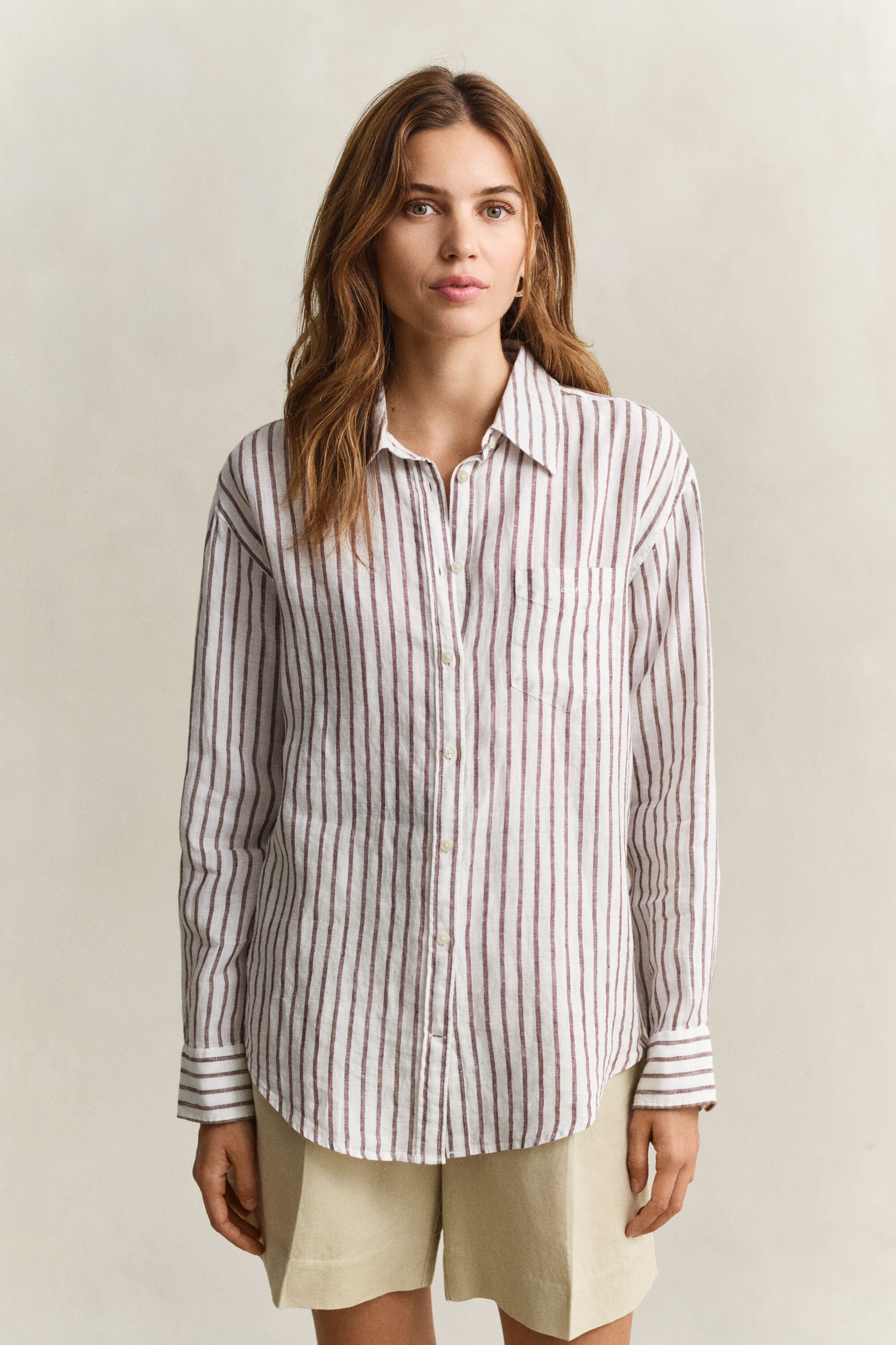 Camisa Relaxed Fit de lino a rayas