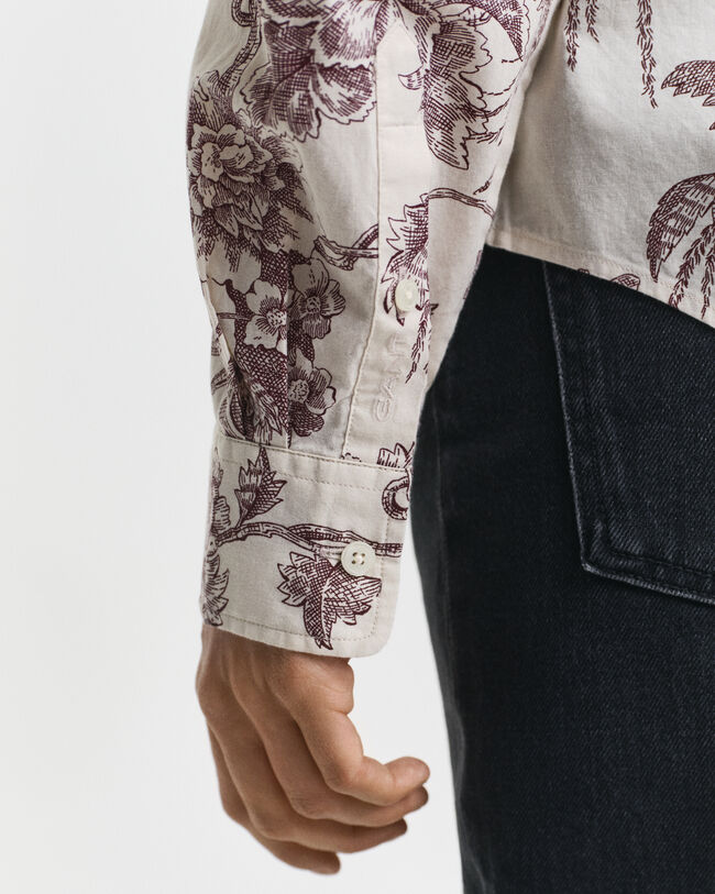 Camisa Regular Fit en gasa de algodón con estampado de árboles