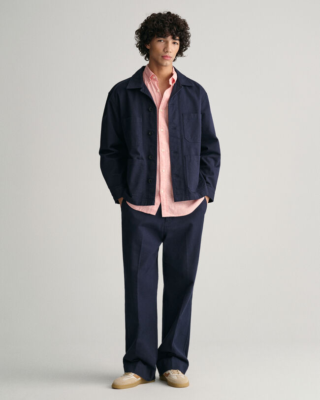 Camisa Regular Fit de manga corta y lino