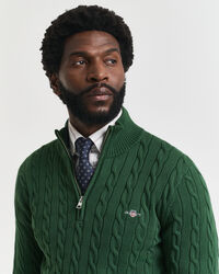 Jersey de punto de ochos con media cremallera en algodón