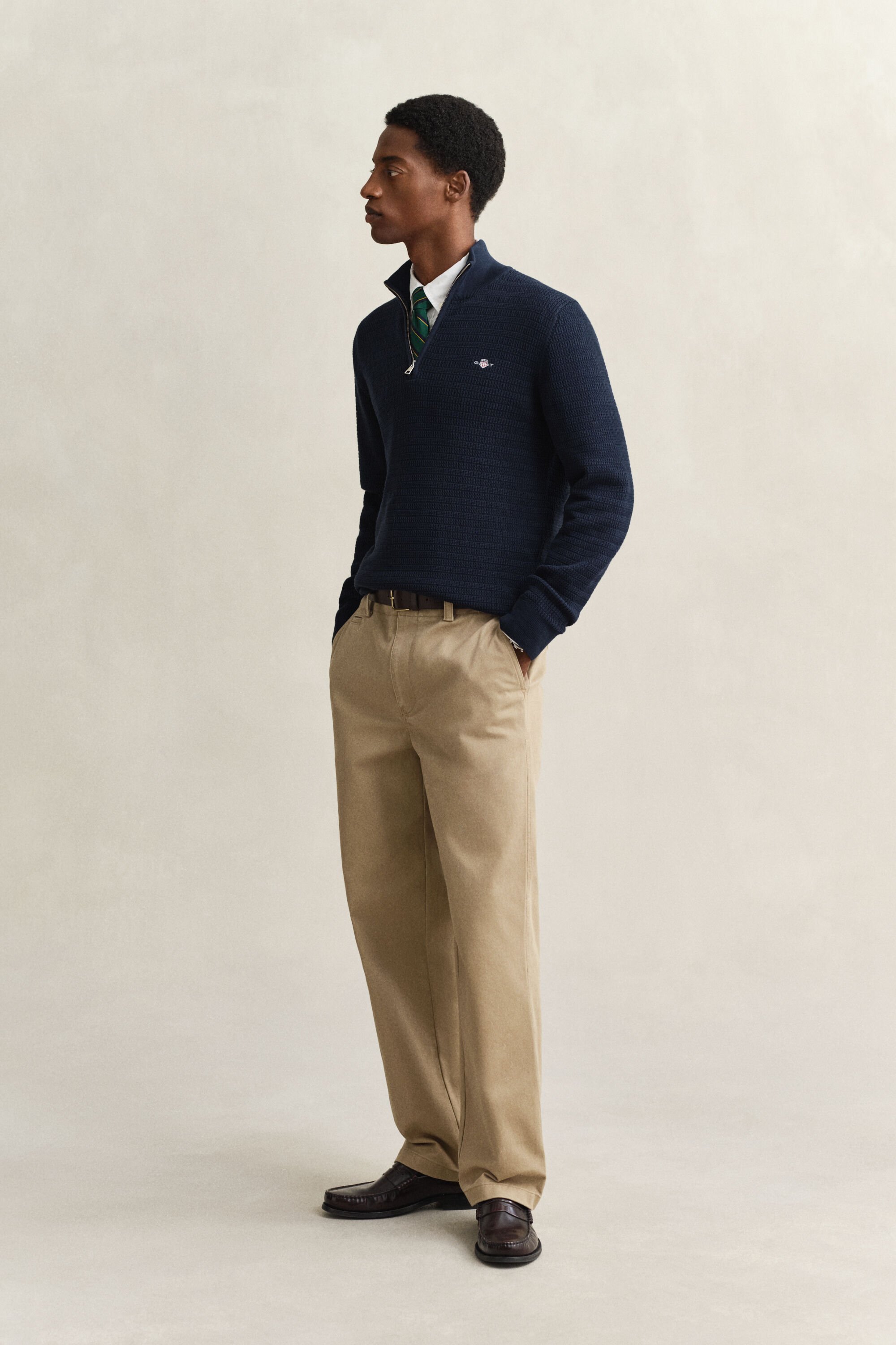 Jersey de punto de ochos de pequeñas dimensiones con media cremallera