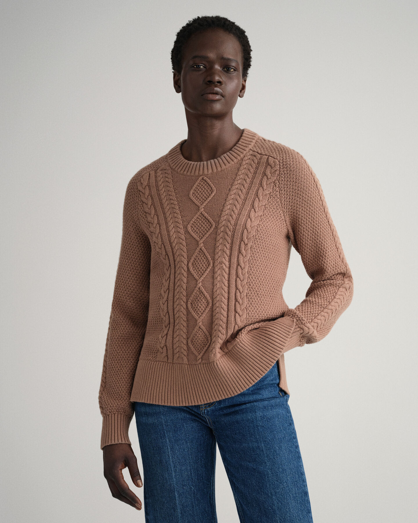 Jersey de cuello redondo con punto de ochos