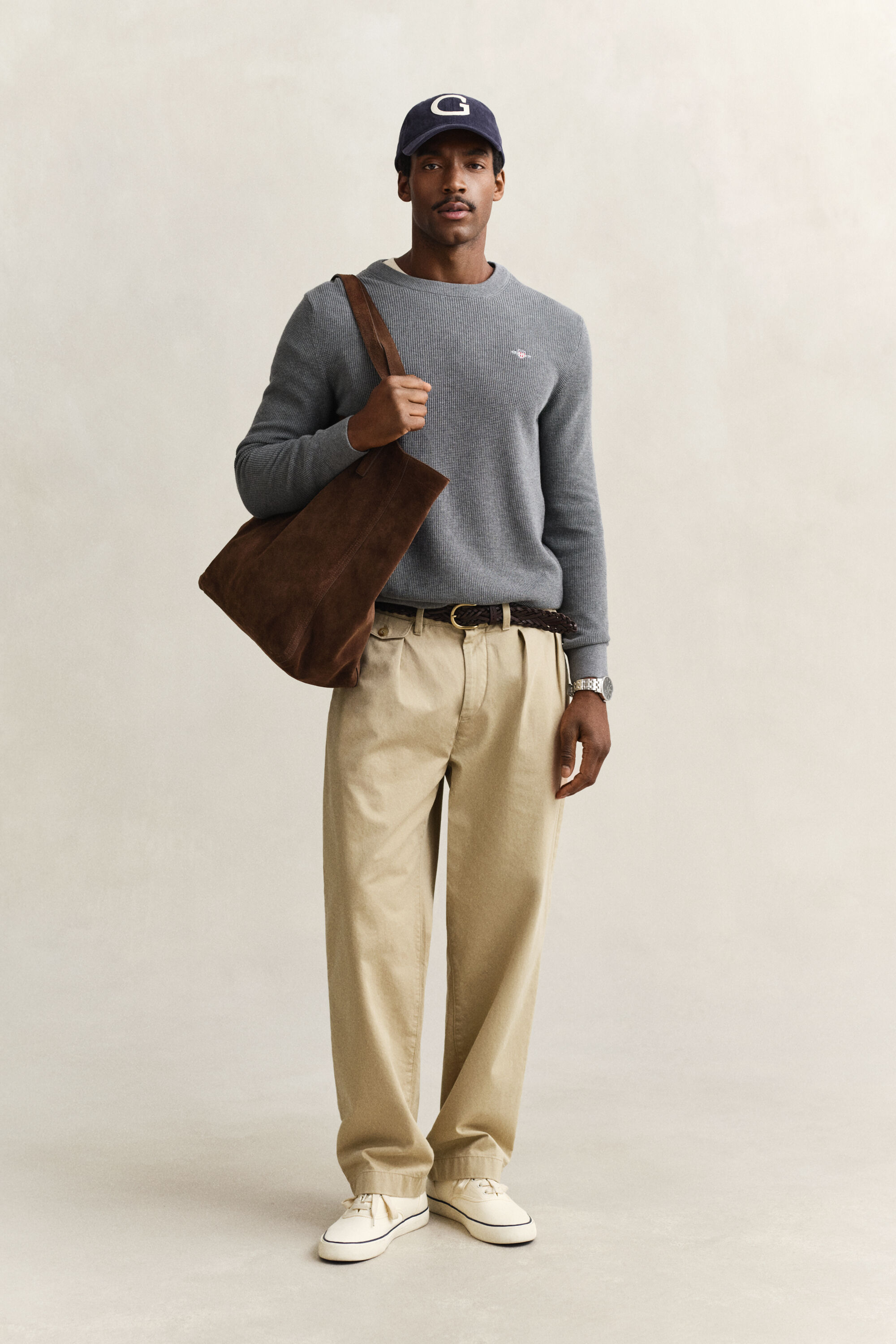 Jersey de algodón con cuello redondo Textured