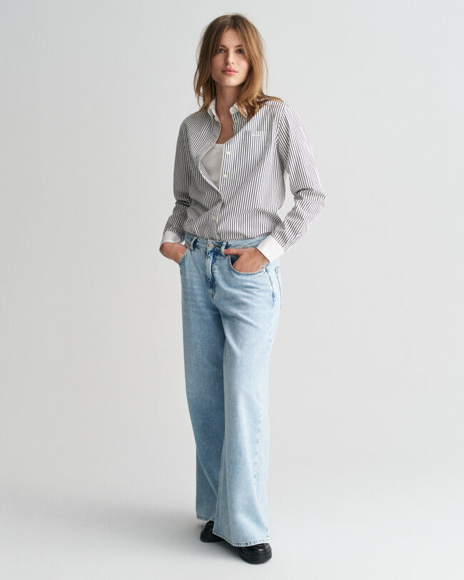 Camisa Regular Fit a rayas con cuello en contraste