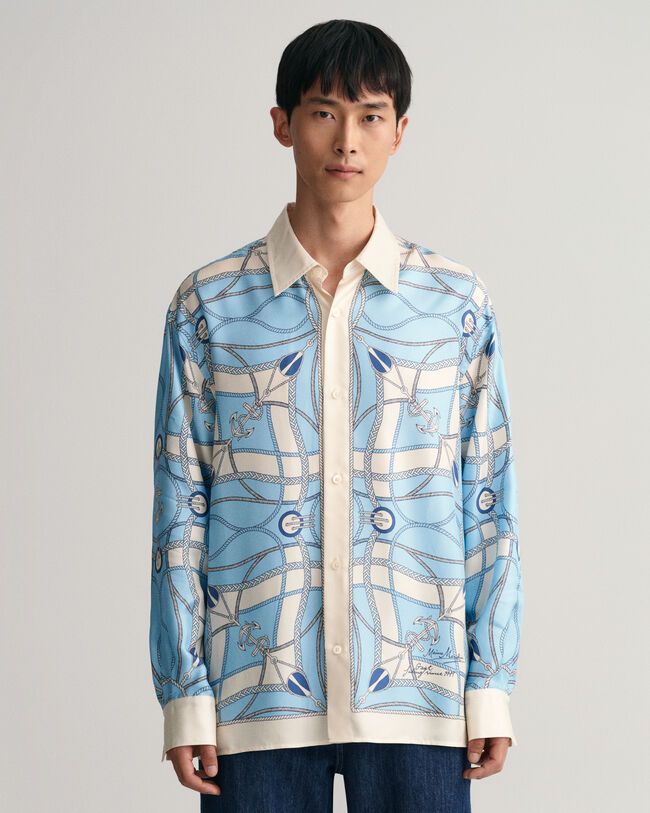 Camisa Relaxed Fit de seda con estampado Sailing