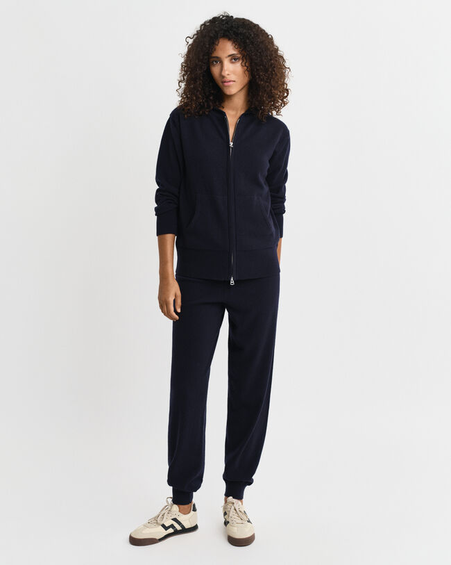 Sudadera de lana de oveja muy fina con capucha y cremallera