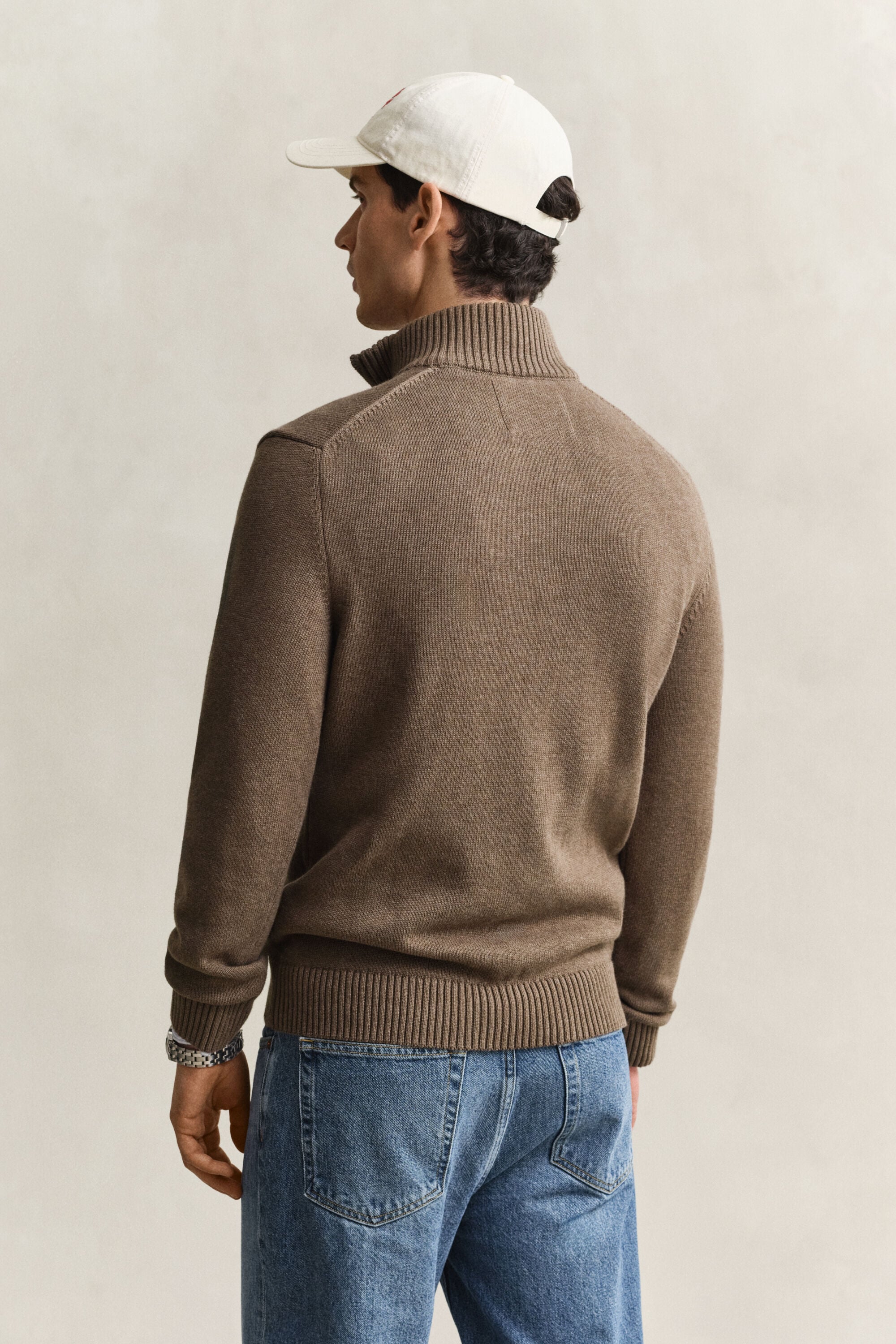 Jersey de algodón con media cremallera Casual