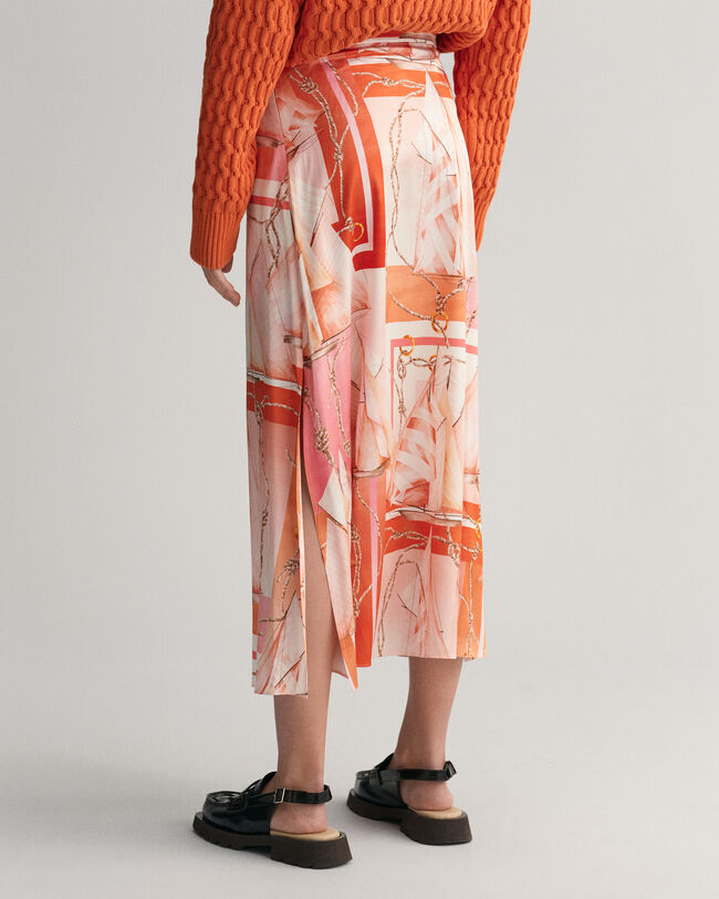 Falda larga de seda Sailing Print