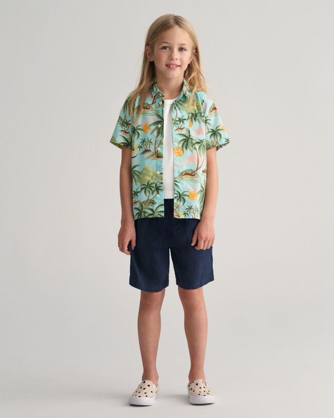 Camisa de manga corta de algod&oacute;n Palm Print Kids