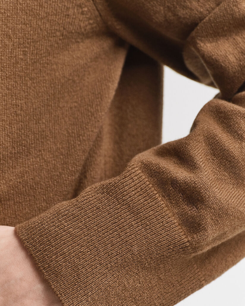 Sudadera de lana de oveja muy fina con capucha y cremallera