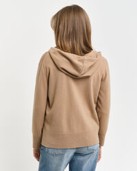 Sudadera de lana de oveja muy fina con capucha y cremallera