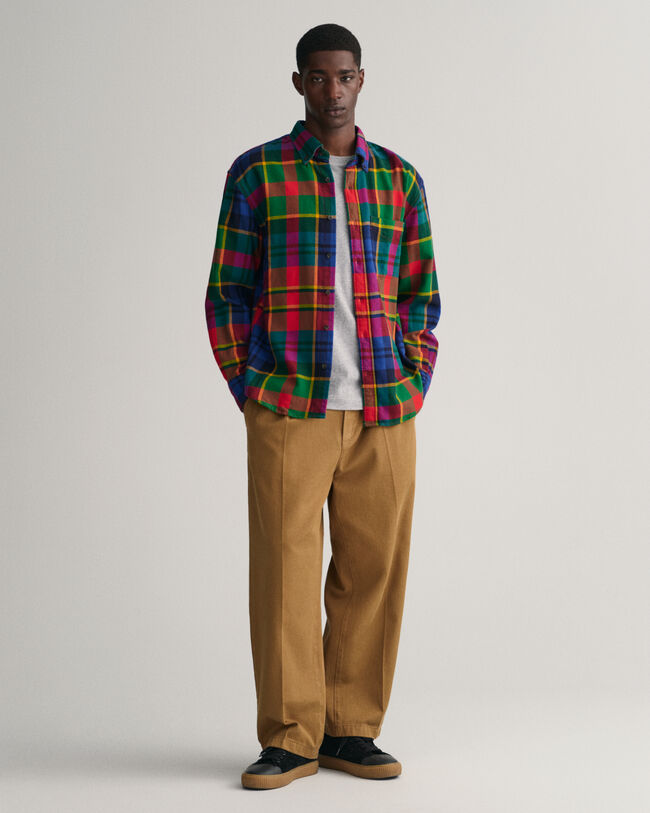 Camisa Relaxed Fit de sarga a cuadros