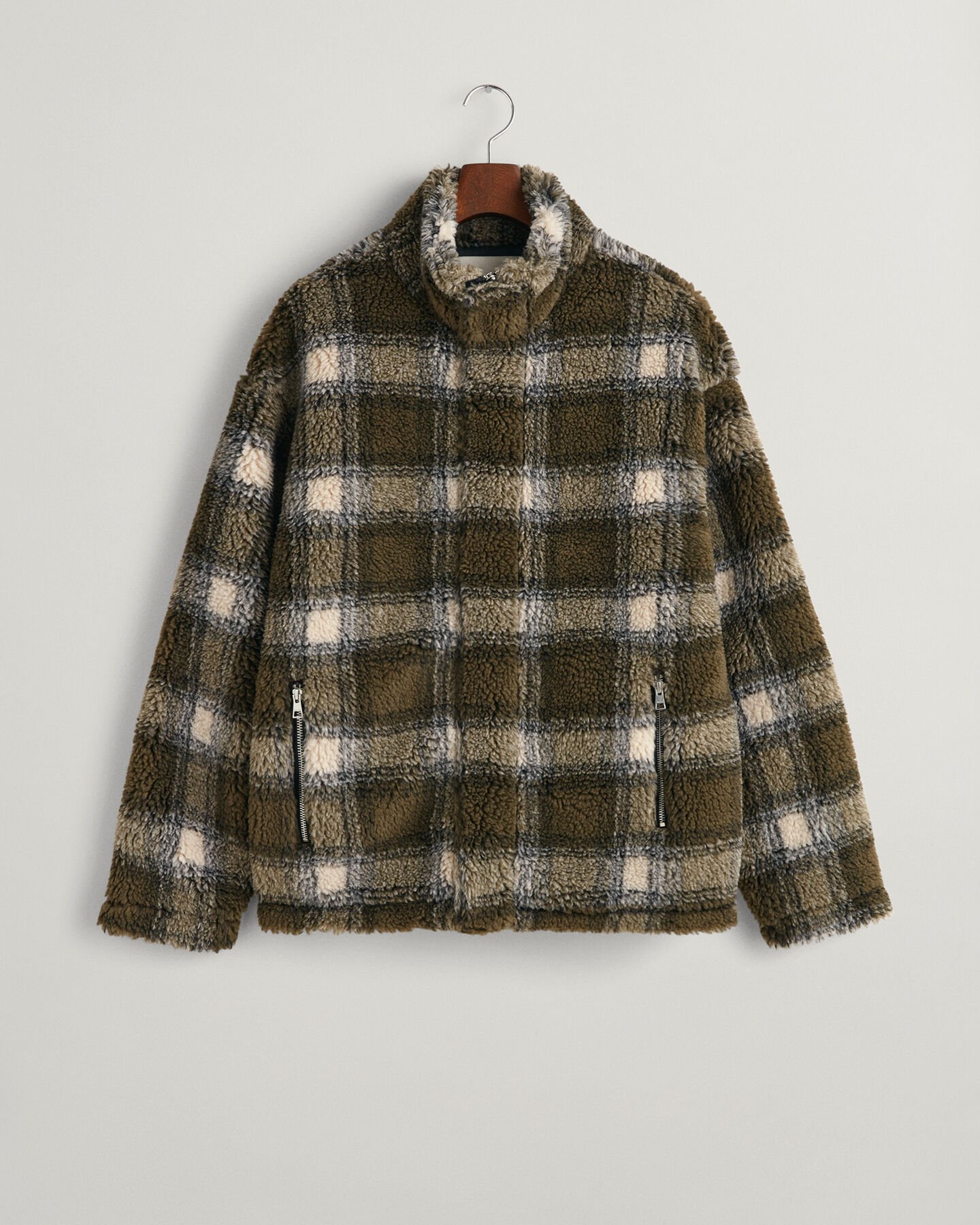 Chaqueta polar a cuadros con cremallera