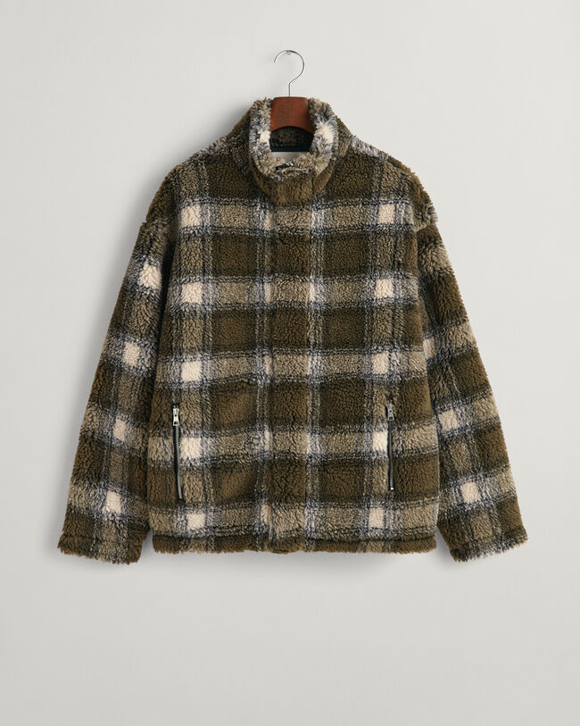 Chaqueta polar a cuadros con cremallera