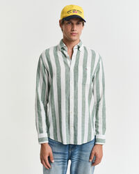 Camisa Regular Fit de lino y algod&oacute;n a rayas llamativas