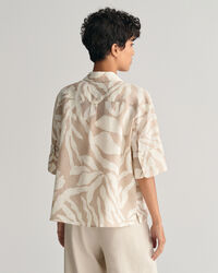 Camisa Relaxed Fit de manga corta en lino Palm Print