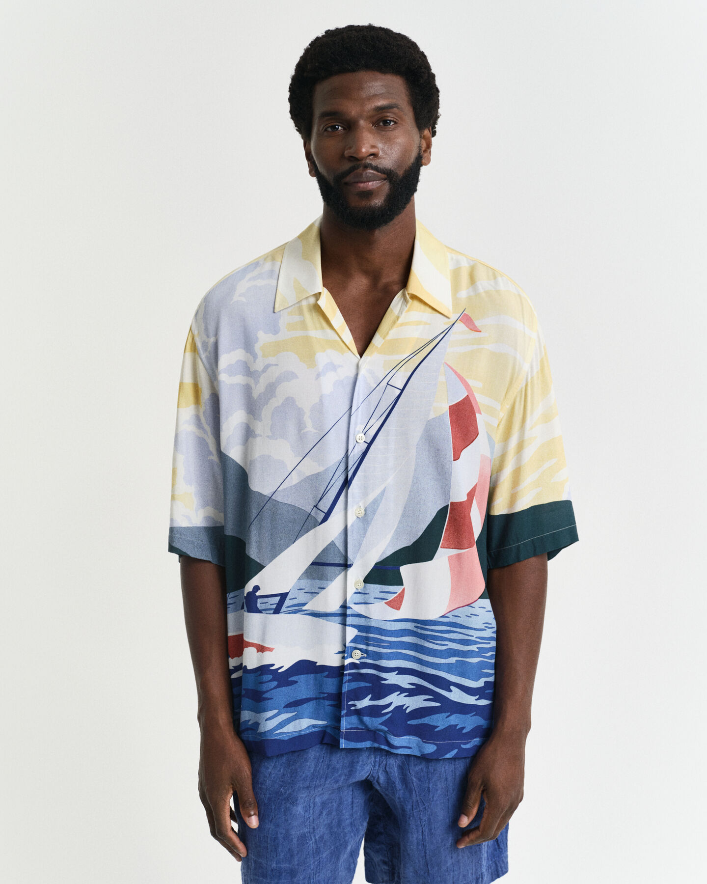 Camisa Relaxed Fit Sailing Scene de manga corta