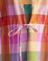 Vestido de algod&oacute;n y seda a cuadros multicolor