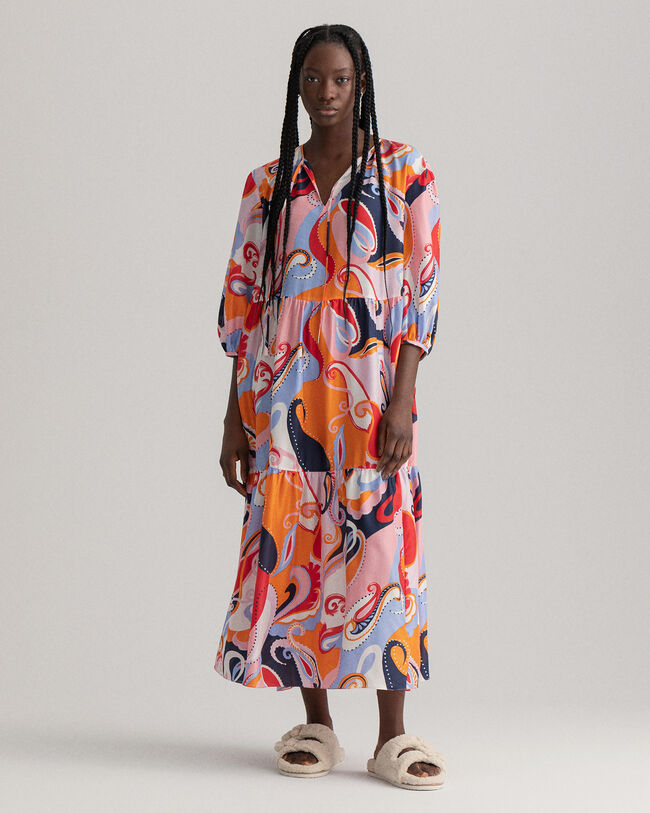 Vestido de seda con estampado de cachemir