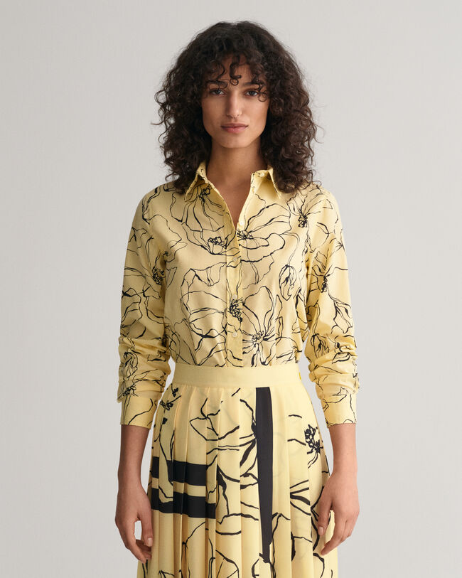 Camisa Regular Fit de gasa de algodón Line Drawing