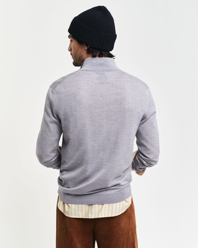 Jersey con media cremallera en lana merino extrafina