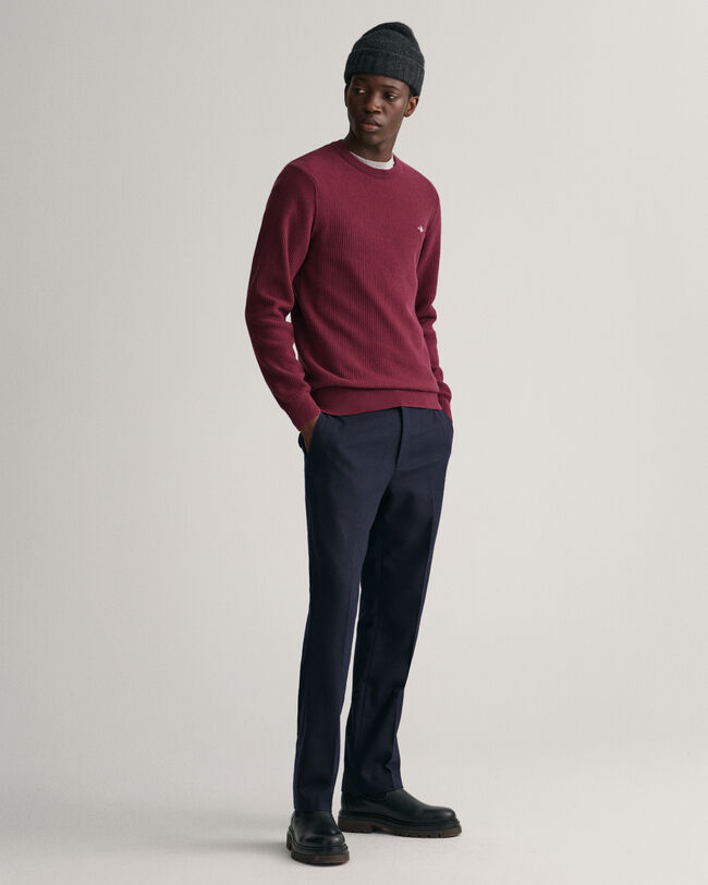 Jersey de cuello redondo y microalgod&oacute;n con textura