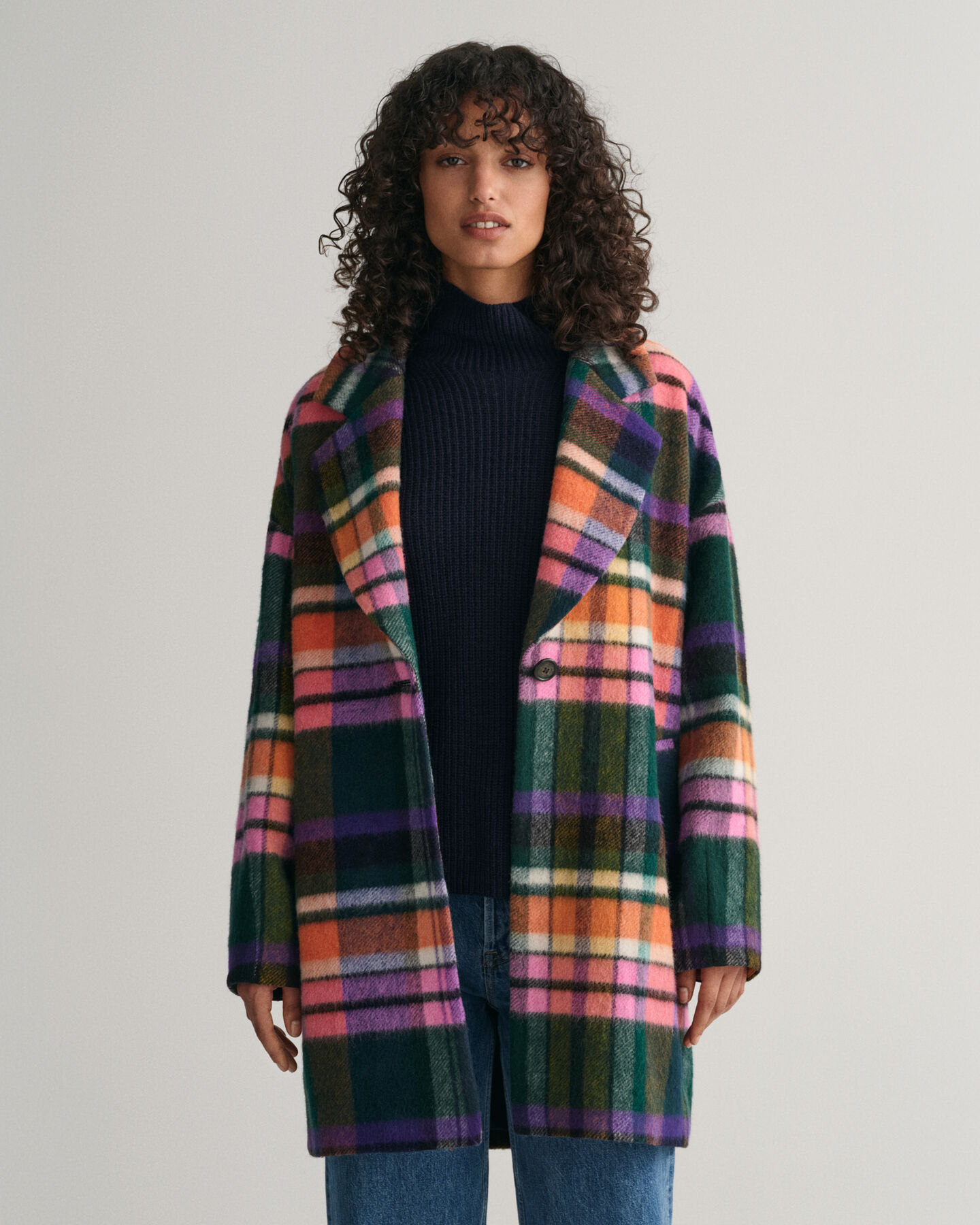 Abrigo Cocoon de cuadros