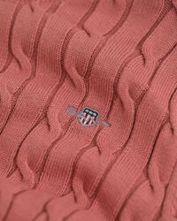 Jersey de cuello redondo con punto de ochos en algodón elástico Teen Girls