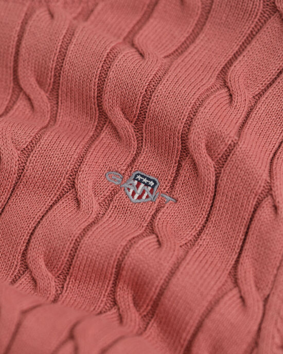 Jersey de cuello redondo con punto de ochos en algodón elástico Teen Girls