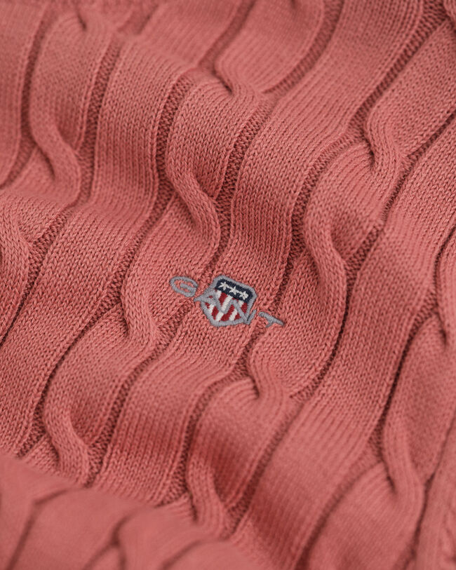 Jersey de cuello redondo con punto de ochos en algodón elástico Teen Girls