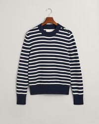 Jersey de algodón con cuello redondo Breton Striped Shiny