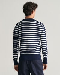 Jersey de algodón con cuello redondo Breton Striped Shiny