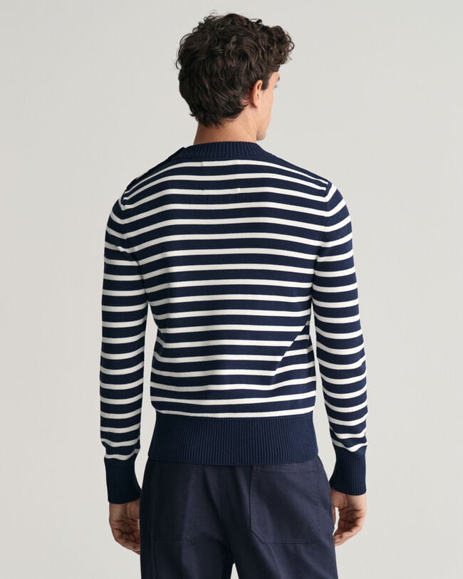 Jersey de algodón con cuello redondo Breton Striped Shiny