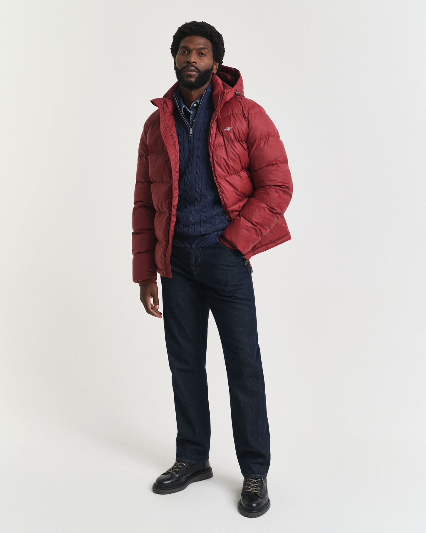 Jersey de punto de ochos con media cremallera en algodón