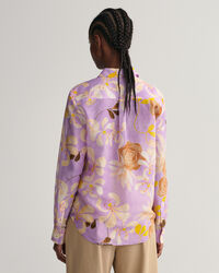 Camisa Regular Fit de seda y algod&oacute;n con estampado de flores