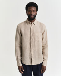 Camisa Regular Fit de lino te&ntilde;ido en prenda