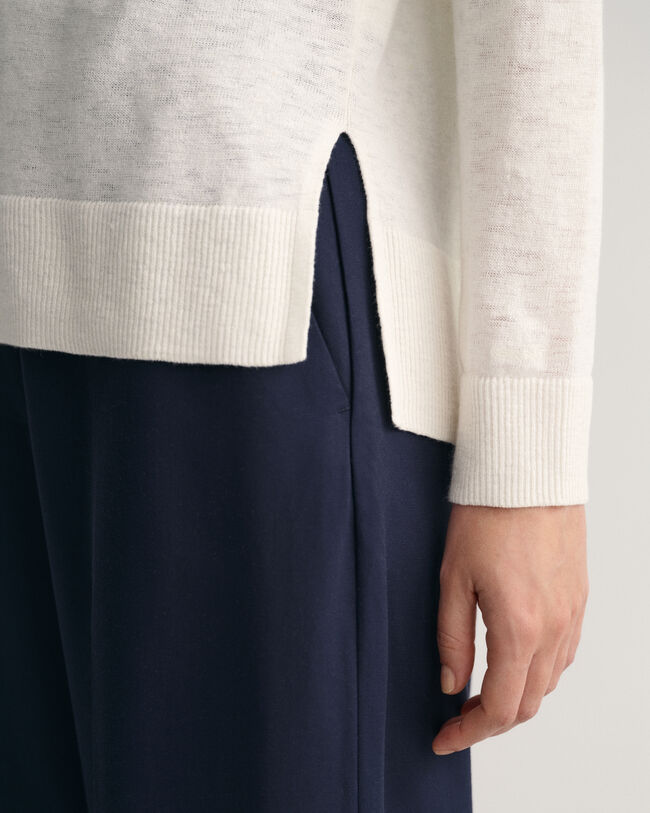 Jersey en mezcla de lino con cuello de pico